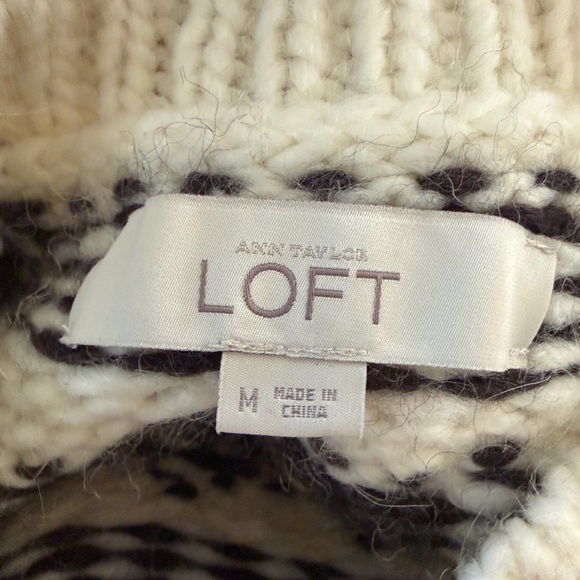 Ann Taylor Nordic Pattern Sweater - Cream and Black - Picture 3 of 3